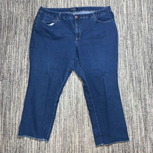 Faded Glory Womens Plus Size 26W Straight‎ Leg Denim Jeans Blue Raw Hem Stretch - Picture 1 of 8